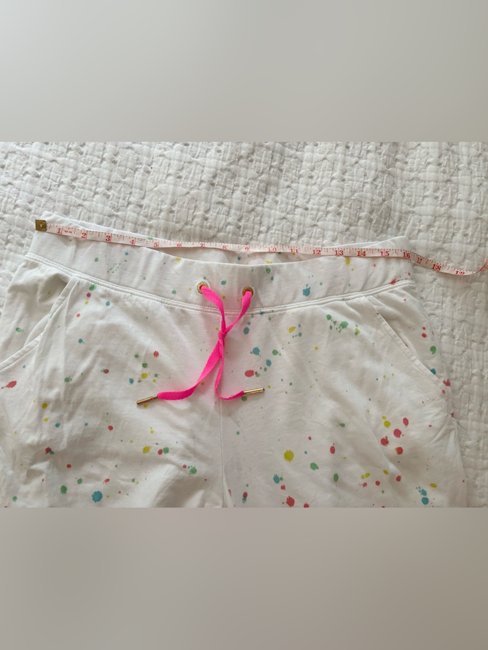 Lilly Pulitzer Women Mallie Neon Paint Splatter Knit Jogger Pants Resort White L - Picture 12 of 13